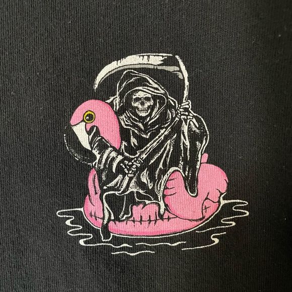Retro Fit Black T-Shirt Grim Reaper Summertime “You’ll Float Too” Funny Size S - Picture 3 of 6